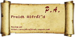 Preidt Alfréd névjegykártya